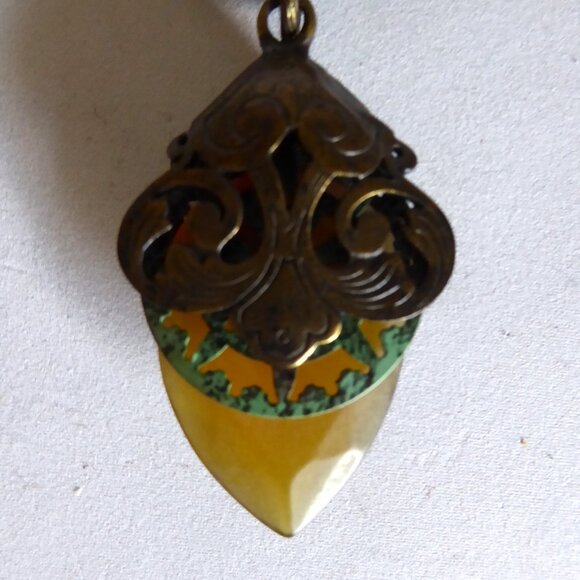 VINTAGE NEW NATURE COMPANY CORDED AMBER STONE STEAMPUNK TYPE NECKLACE - Picture 10 of 16